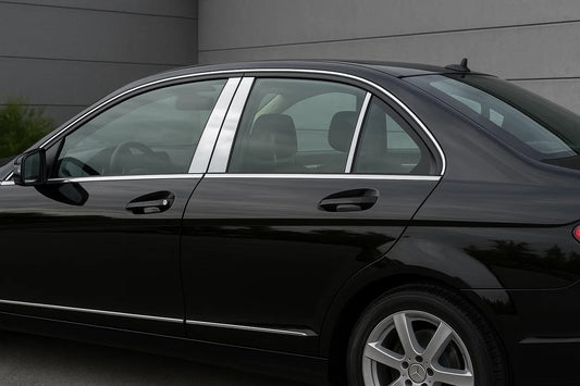 Stainless Steel Door Pillar Covers (6 pcs) for Mercedes C-class W204 2007-2015 - image 1