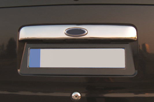 Chrome trim above license plate (fits on original, with logo cutout, stainless steel) for Ford Connect 2002-2006 - image 1