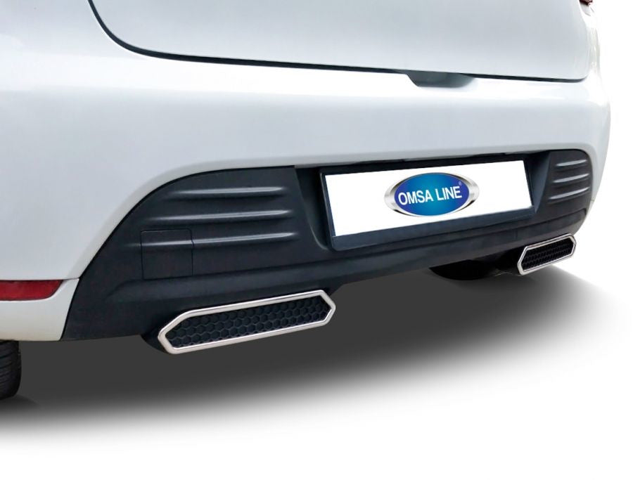 Exhaust tip trims for bumper (2 pcs, stainless steel) for Renault Clio IV 2012-2019 - image 1