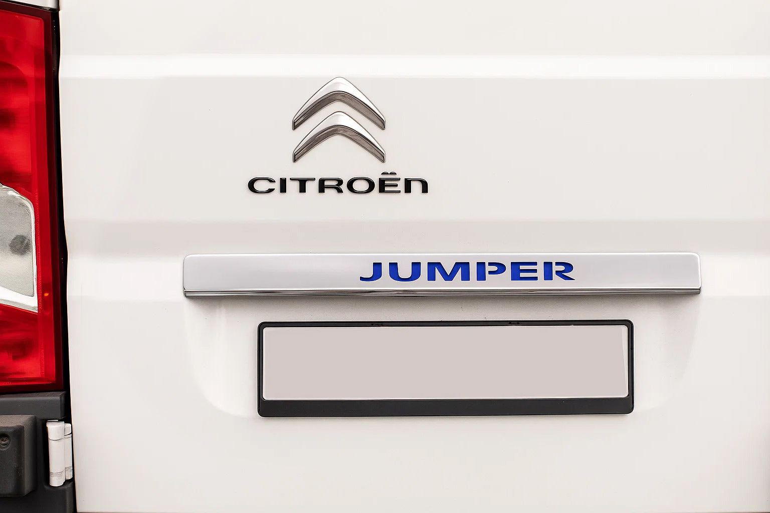Chrome trim above license plate with LED blue (stainless steel) for Citroen Jumper 2007-2025 - image 1