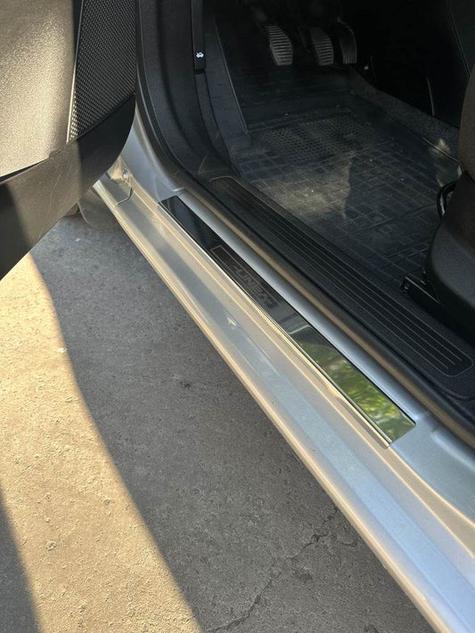 Door sill plates Carmos V1 (4 pcs., stainless steel) for Fiat Linea 2006-2018 - Reelken Auto