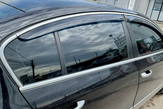 Window Deflectors with Chrome Trim SD (4 pcs, EU, HIC) for Volkswagen Passat B7 2012-2015 - image 2