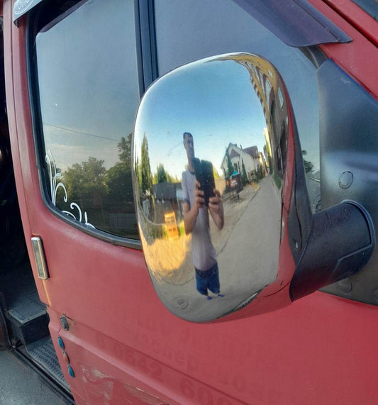 Covers for mirrors (2 pcs, stainless steel.) for Ford Transit 1991-2000 - Reelken Auto