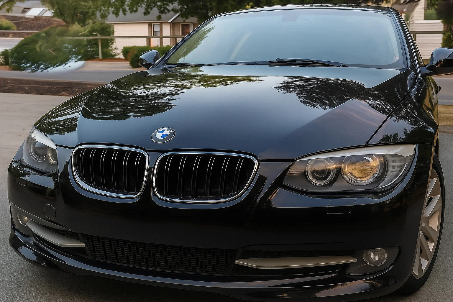 M-Look Kidney Grilles (for 2010-2013, Gloss Black with Chrome Trim) for BMW 3 Series E92/E93 2006–2013 - image 1