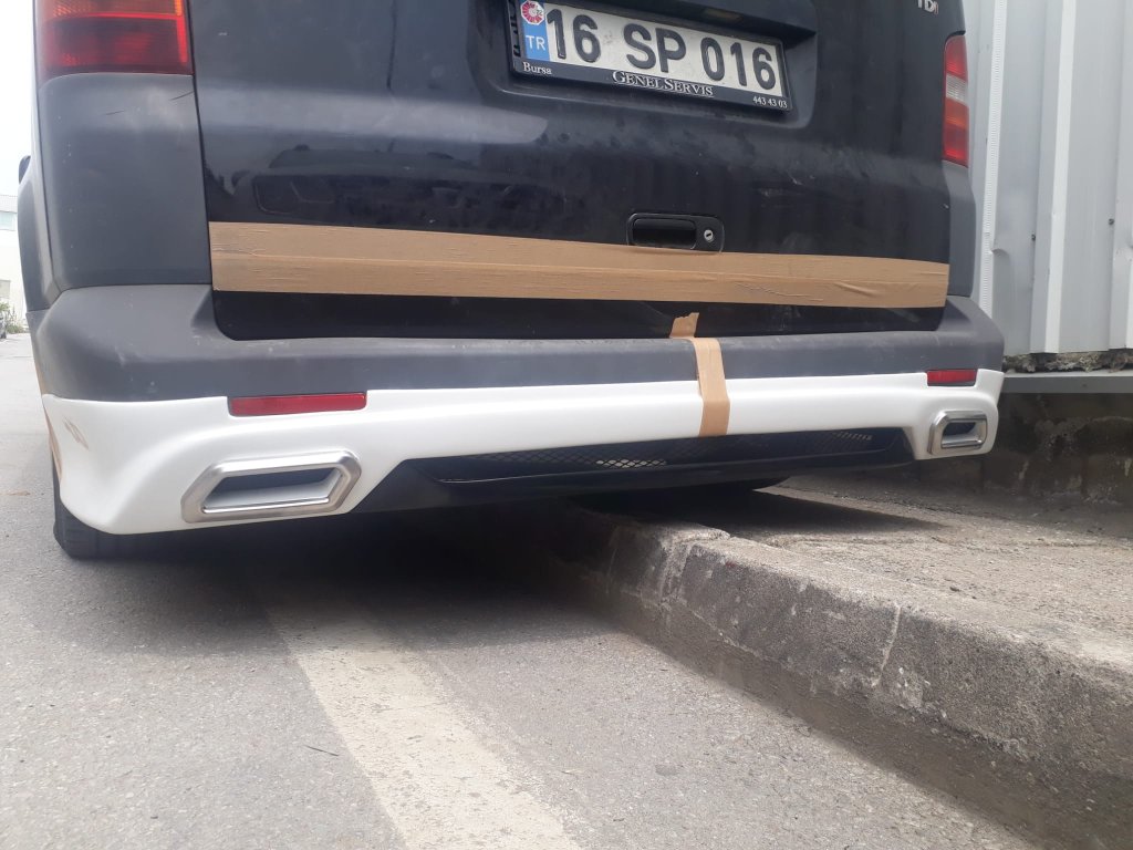 Rear lower Sport 3 bumper extension (primed for painting) for Volkswagen T5 Multivan 2003–2010 - image 3