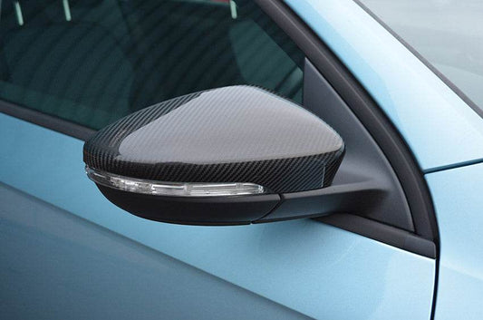 Covers for mirrors (2 pcs, natural carbon) for Volkswagen EOS 2011-2016 - Reelken Auto