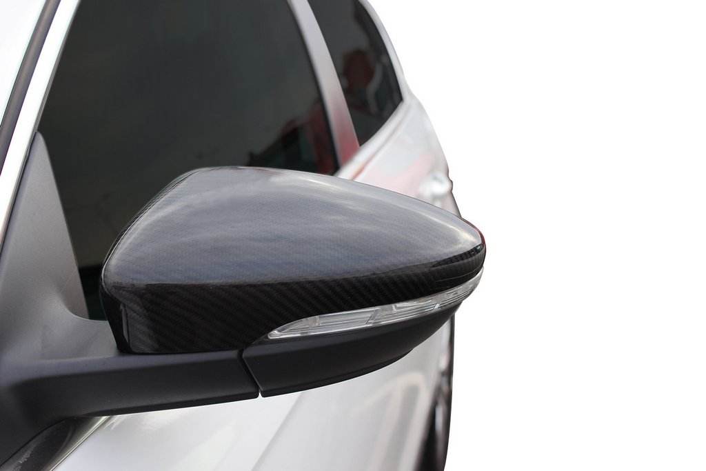 Covers for mirrors (2 pcs, natural carbon) for Volkswagen Scirocco - Reelken Auto