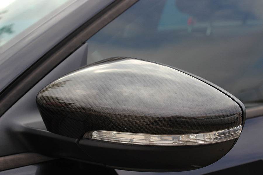 Covers for mirrors (2 pcs, natural carbon) for Volkswagen Scirocco - Reelken Auto