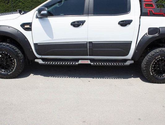 Side sills Dakar V2 without LED (2 pcs., metal) for Isuzu D-Max 2011-2019 - Reelken Auto