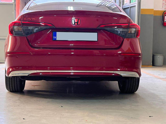 Cover on the rear bumper (Sedan, stainless steel) for Honda Civic Sedan 2021↗ year - Reelken Auto