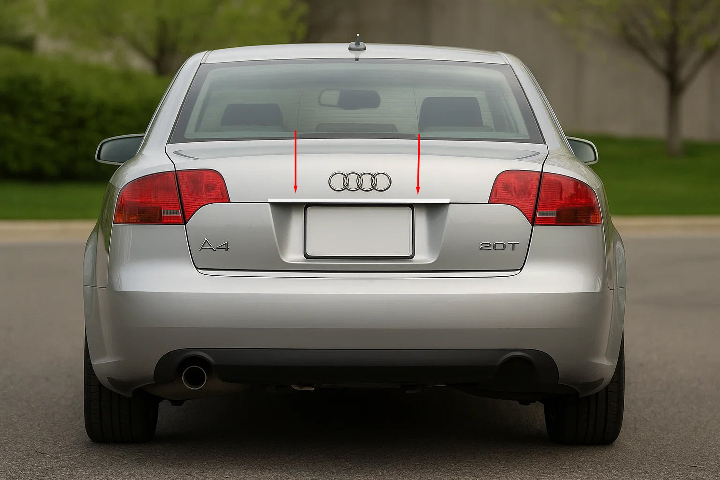 License plate trim (Carmos stainless steel) V-2 for Audi A4 B7 2004-2008 - image 1