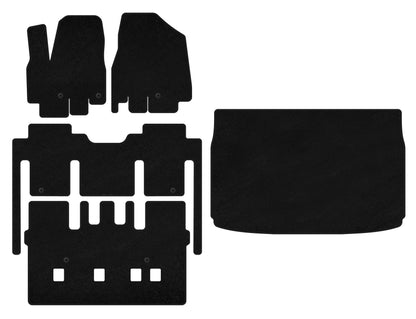 Textile Floor Mats Premium (full interior, 8-seater, Black) for Kia Sedona 2014-2020 - image 1