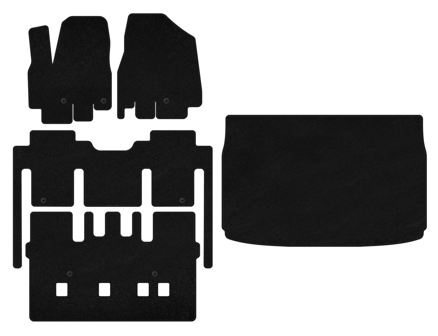 Textile Floor Mats Classic (full interior, 8-seater, Black) for Kia Sedona 2014-2020 - image 1