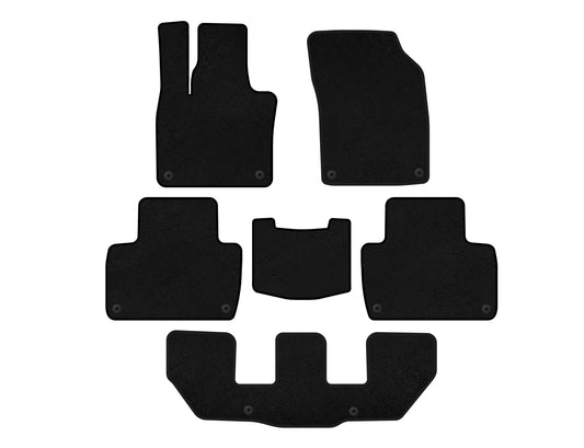 Textile Floor Mats Classic (3 Rows, Black) for Volvo XC90 2015- - image 1
