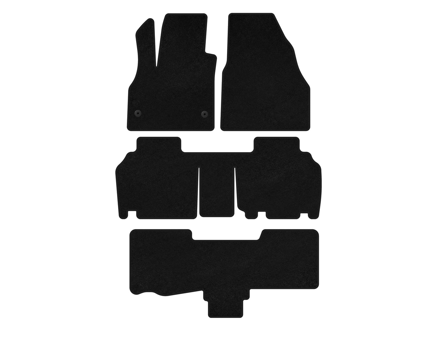 Textile Floor Mats Classic (3 Rows, 5-Door/7-Seater, Black) for Renault Kangoo 2008-2020 - image 1
