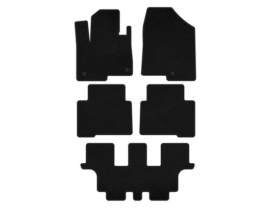 Textile Floor Mats Premium (3 Rows, for Grand, Black) for Hyundai Santa Fe 4 2018-2023 - image 1