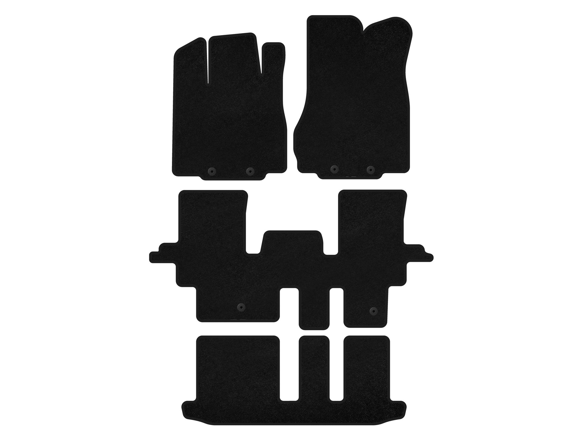 Textile Floor Mats Premium (3 Rows, Black) for Infiniti QX60 2016-2021 - image 1