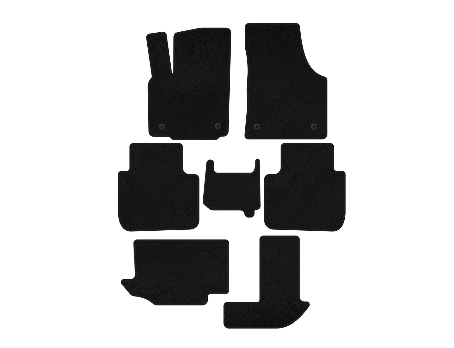 Textile Floor Mats Premium (3 Rows, 7-Seater, Black) for Volkswagen Atlas (Terramont) 2016- - image 1