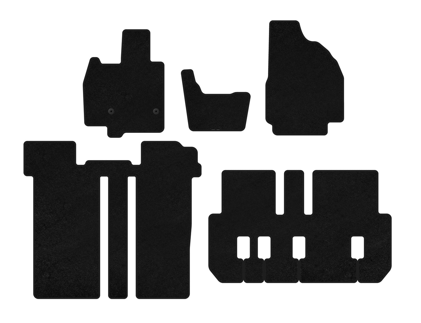 Textile Floor Mats Premium (3 Rows, 6-Seater, Black) for Toyota Previa 2006-2019 - image 1