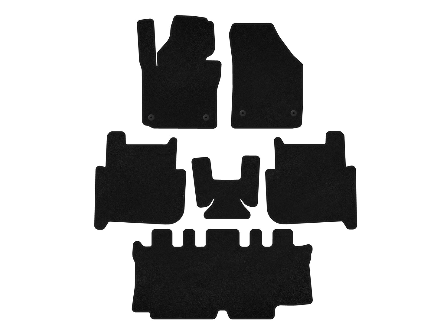 Textile Floor Mats Classic (3 Rows, 2006-2010, 7-Seater, Black) for Volkswagen Touran 2003-2010 - image 1