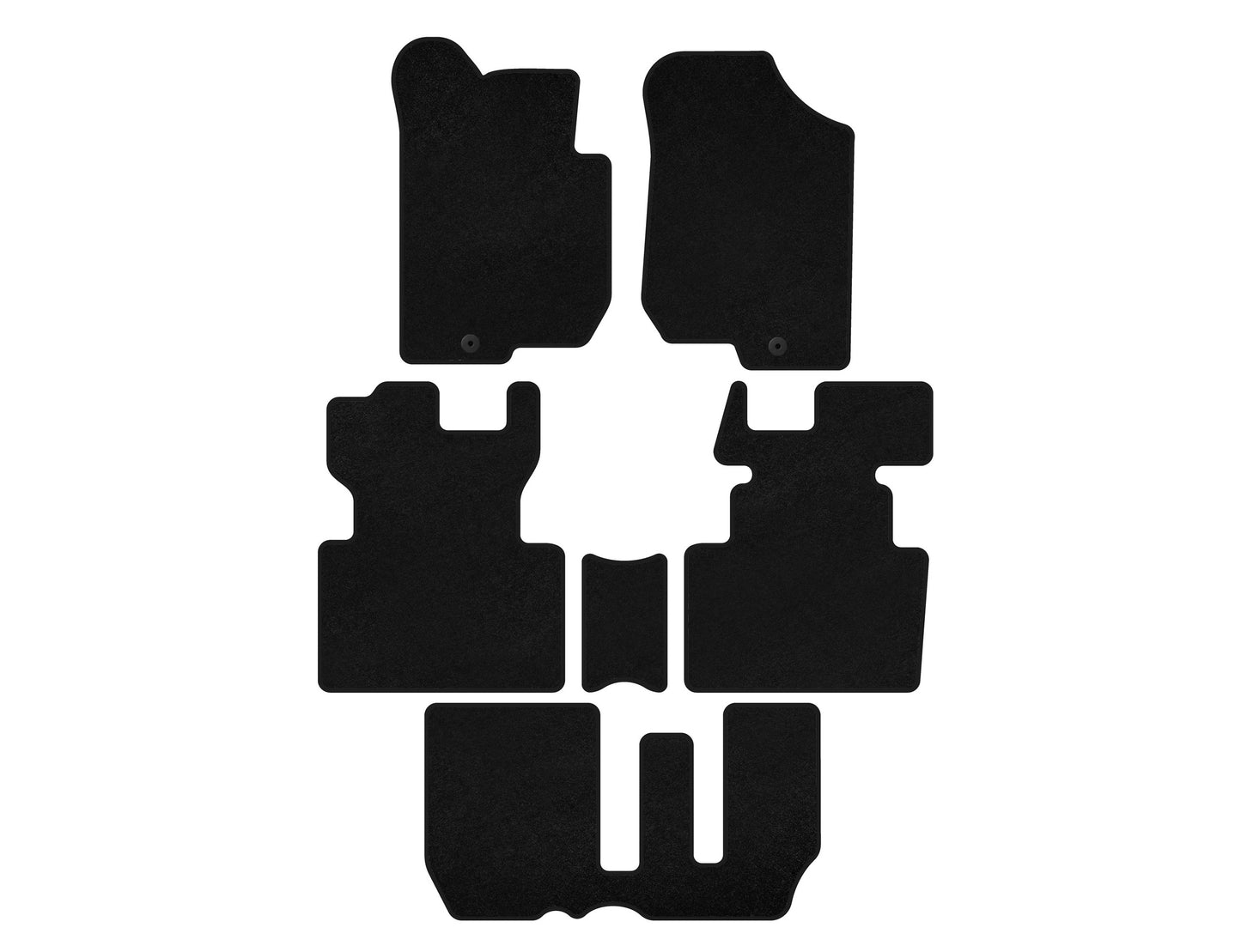 Textile Floor Mats Classic (2006-2012, 3 Rows, 7-Seater, Black) for Kia Carens 1999-2012 - image 1