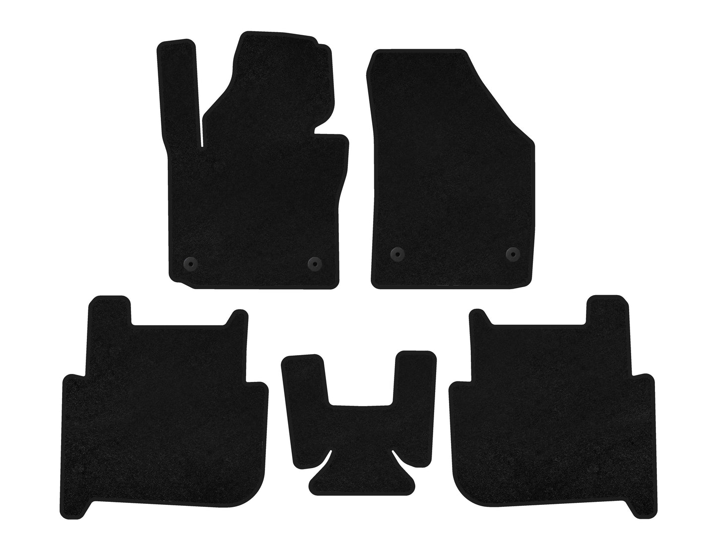 Premium Textile Floor Mats (2 Rows, 2006-2010, 7-Seater, Black) for Volkswagen Touran 2003-2010 - image 1