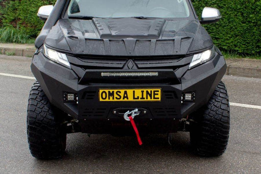 Front bumper with crankcase protection Dakar (2019+) for Mitsubishi L200 2015-2024 - Reelken Auto