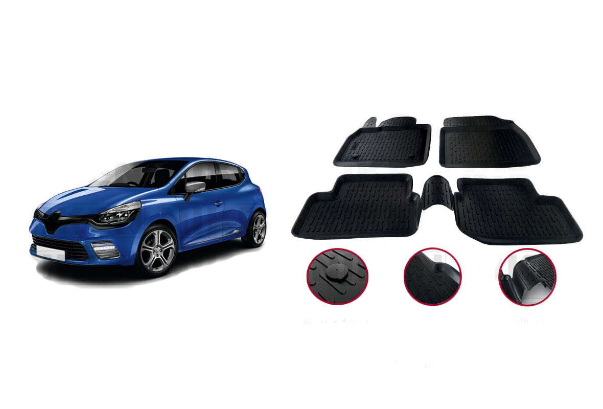 Rubber Floor Mats (4 pcs, Niken 3D) for Renault Clio IV 2012-2019 - image 1