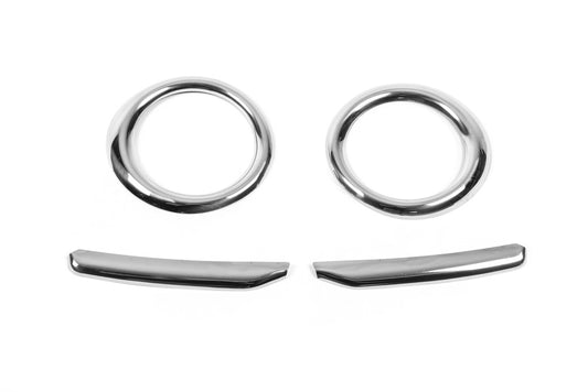 Fringing foglights with stripes (2010-2015, 4 pcs., stainless steel) for Fiat Doblo II 2010-2022 - image 1
