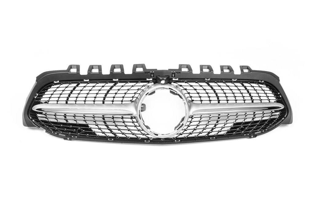 Front grill Diamond Silver (with space for the camera) for Mercedes A-class W177 2018↗ - Reelken Auto