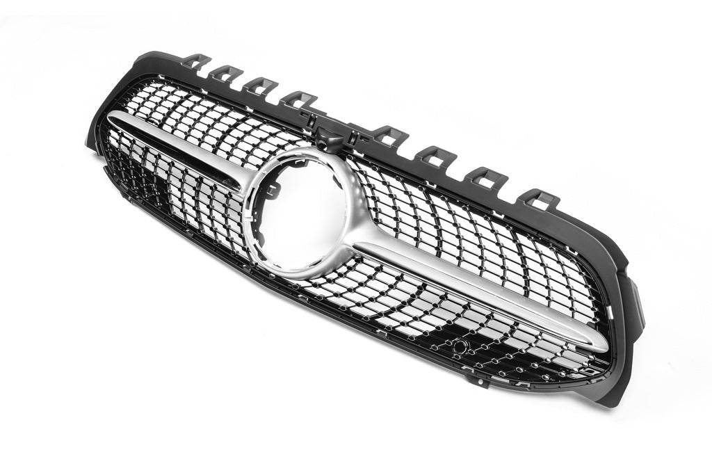 Front grill Diamond Silver (with space for the camera) for Mercedes A-class W177 2018↗ - Reelken Auto