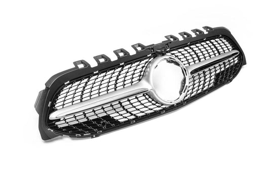 Front grill Diamond Silver (with space for the camera) for Mercedes A-class W177 2018↗ - Reelken Auto