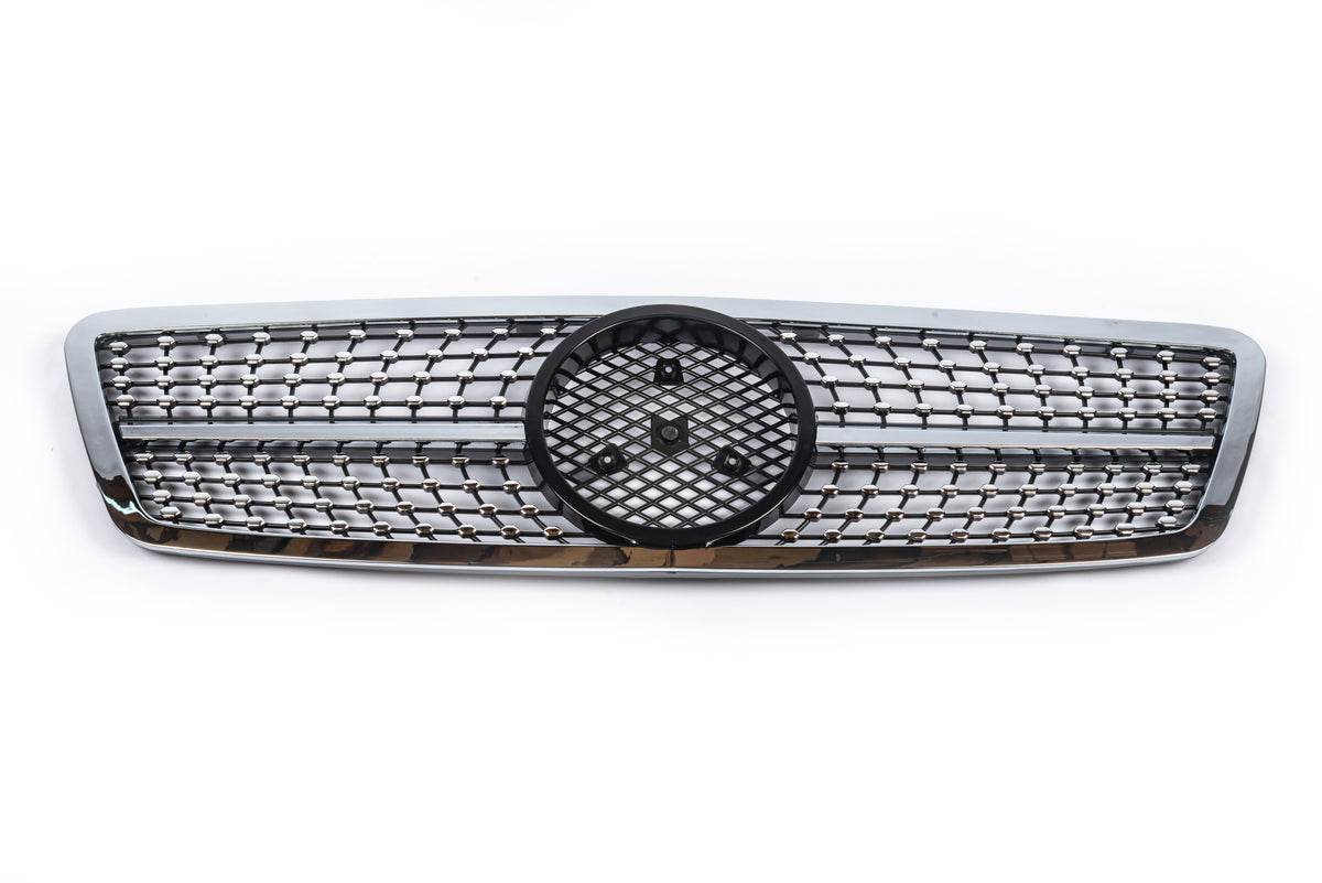 Diamond Silver front grille for Mercedes C-class W203 2000-2007 - Reelken Auto