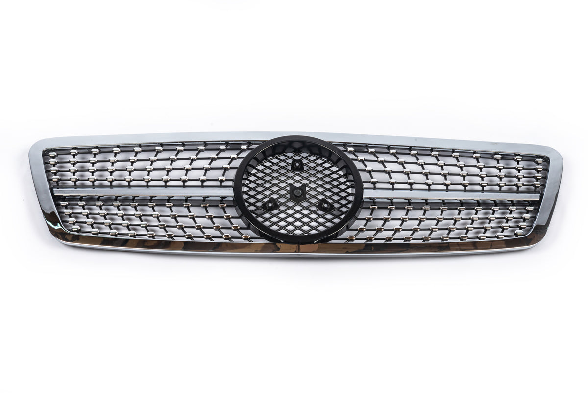 Front Grille Diamond Silver for Mercedes C-class W203 2000-2007 - image 2