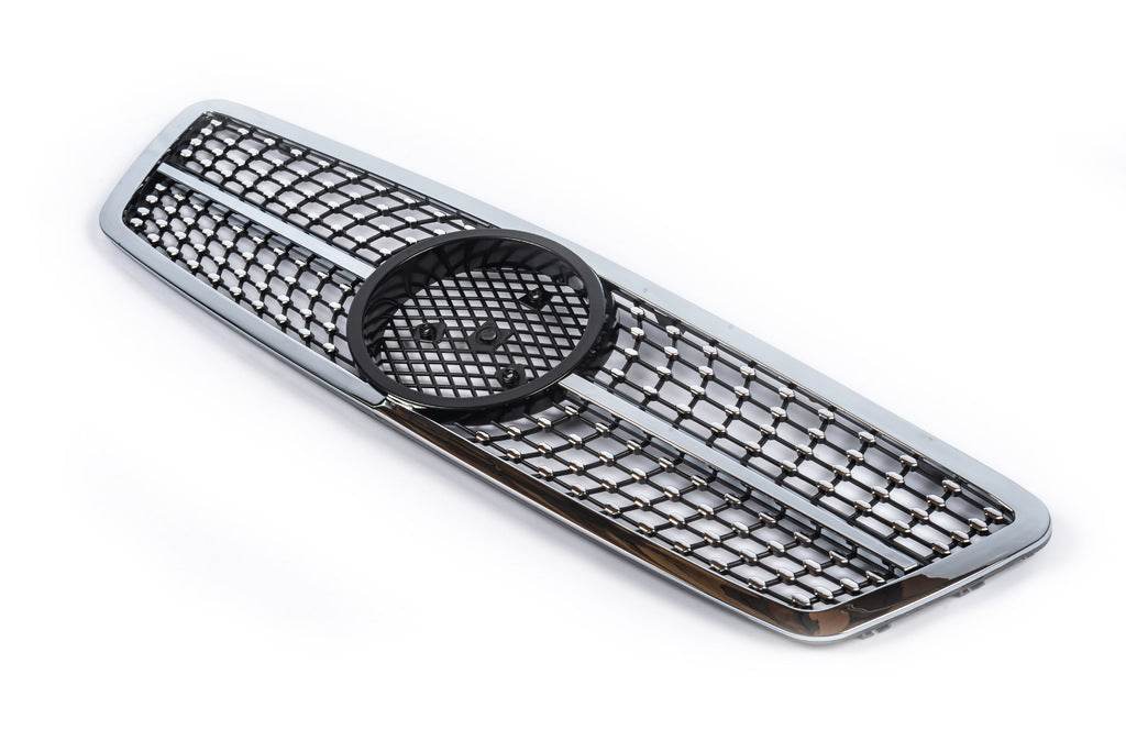 Diamond Silver front grille for Mercedes C-class W203 2000-2007 - Reelken Auto