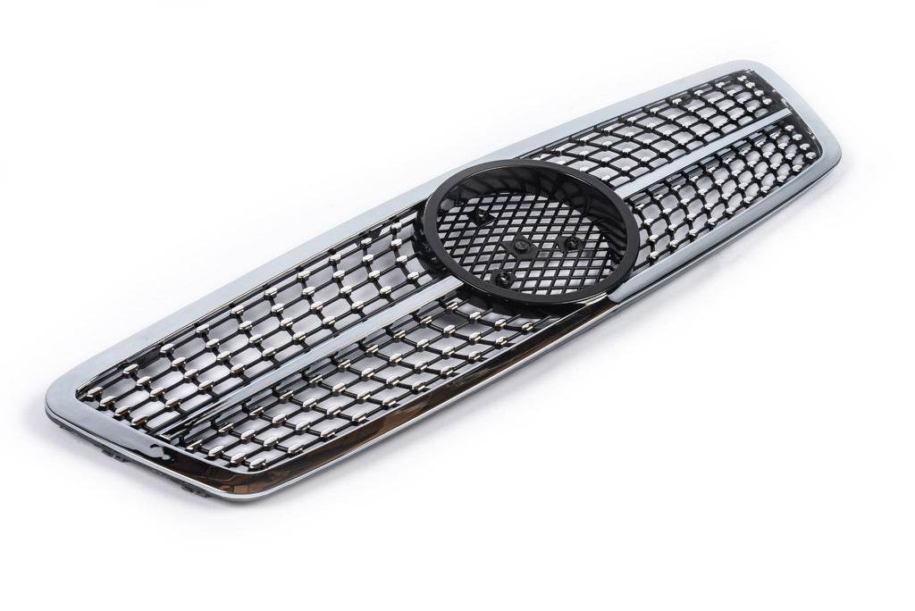 Diamond Silver front grille for Mercedes C-class W203 2000-2007 - Reelken Auto