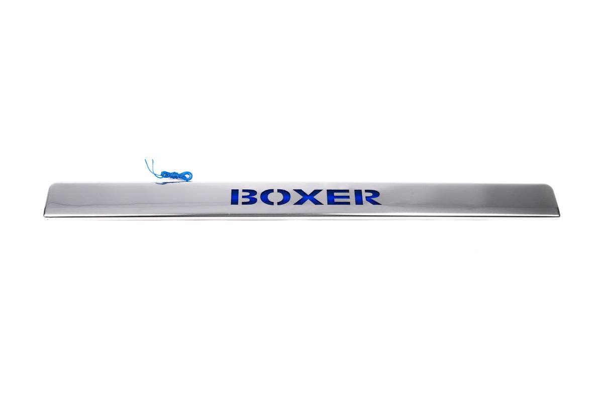 Chrome bar above the number LED-blue (stainless steel) for Peugeot Boxer 2006-2025 - Reelken Auto