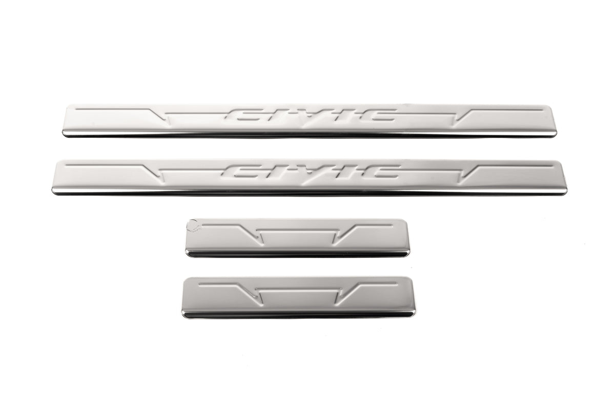 Door Sill Protectors OmsaLine V1 (4 pcs, Stainless Steel) for Honda Civic Sedan VIII 2006-2011 - image 1