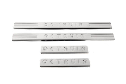 Door sills OmsaLine (4 pieces, stainless steel) for Skoda Octavia II A5 2006-2010 - Reelken Auto