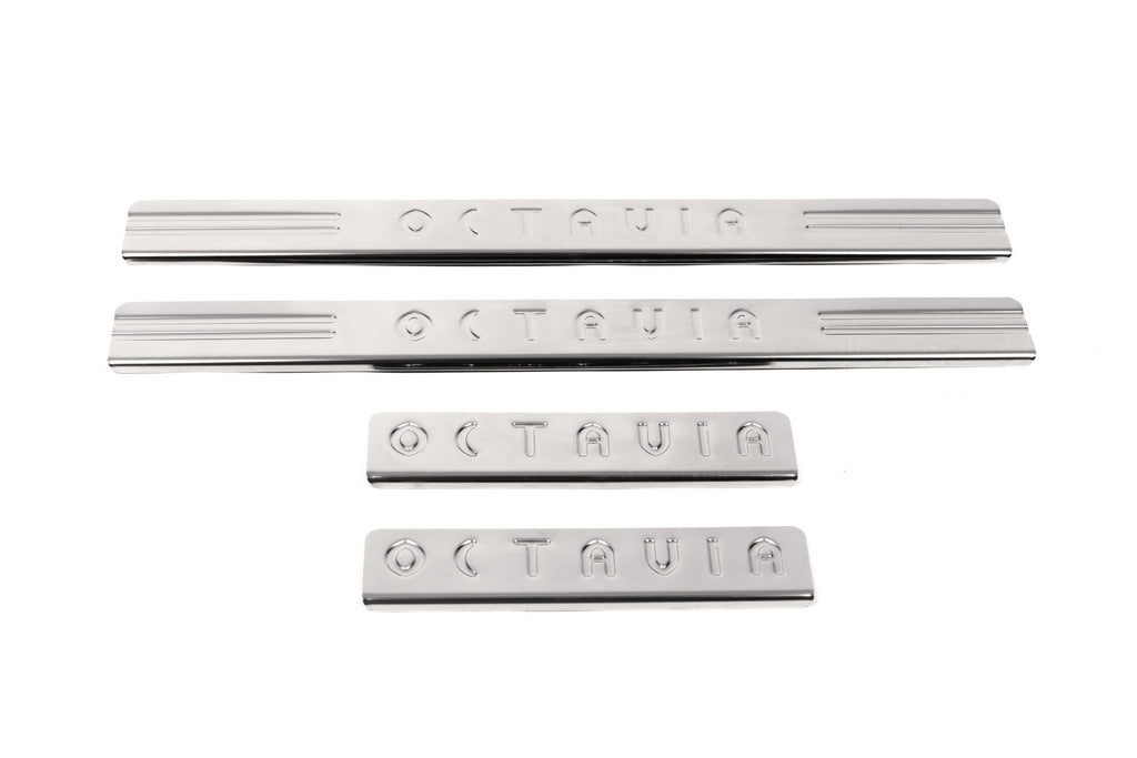 Door Sill Protectors OmsaLine (4 pcs, Stainless Steel) for Skoda Octavia II A5 2006-2010 - image 2