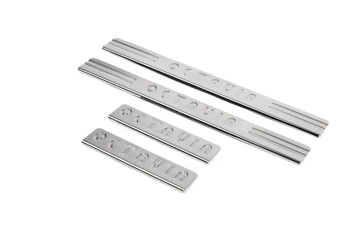 Door sills OmsaLine (4 pieces, stainless steel) for Skoda Octavia II A5 2006-2010 - Reelken Auto