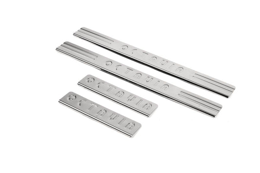 Door sills OmsaLine (4 pieces, stainless steel) for Skoda Octavia II A5 2006-2010 - Reelken Auto