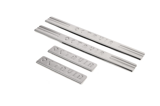 Door Sill Protectors OmsaLine (4 pcs, Stainless Steel) for Skoda Octavia II A5 2006-2010 - image 1