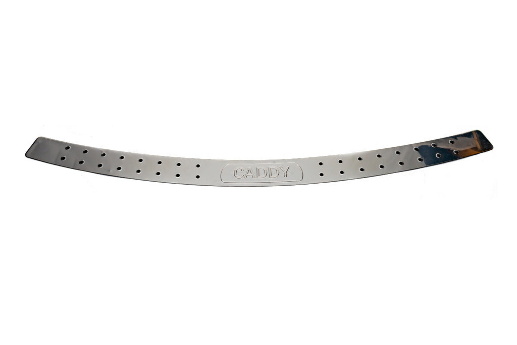 Rear bumper protector straight (with black dots, stainless steel) for Volkswagen Caddy 2004-2010 - image 2