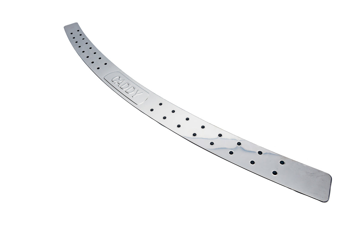 Rear bumper protector straight (with black dots, stainless steel) for Volkswagen Caddy 2010-2015 - image 1