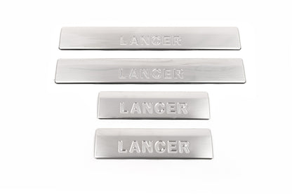 Door Sill Protectors Stainless Steel Omsa 4 pcs for Mitsubishi Lancer X 2008- - image 5