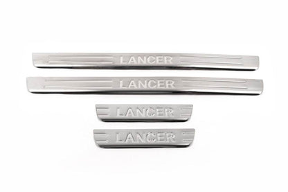 Door sills OmsaLine (4 pieces, stainless steel) for Mitsubishi Lancer 9 2004-2008 - Reelken Auto