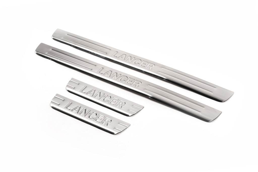 Door sills OmsaLine (4 pieces, stainless steel) for Mitsubishi Lancer 9 2004-2008 - Reelken Auto
