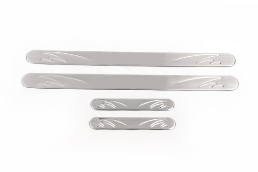 Door Sill Protectors OmsaLine (4 pcs, Stainless Steel) for Nissan Micra K12 2003-2010 - image 1