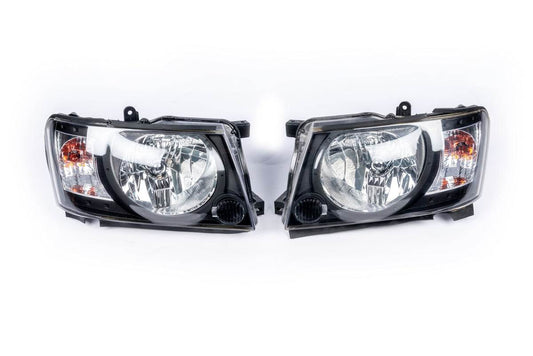 Front optics Safari Black (2004-2008, 2pcs) for Nissan Patrol Y61 1997-2011 - Reelken Auto